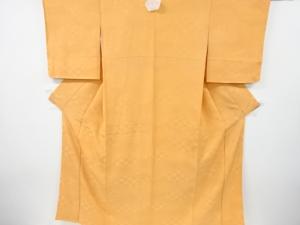 未使用品　雲取りに花・古典柄織り出し一つ紋色無地着物